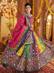 Mesmerizing Multi-Color Thread Embroidered Cotton Lehenga Choli