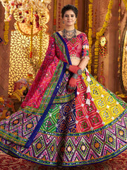 Mesmerizing Multi-Color Thread Embroidered Cotton Lehenga Choli