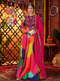 Tantalizing Multi-Color Muslin Mirror Work Navratri Wear Lehenga Choli