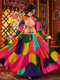 Tantalizing Multi-Color Muslin Mirror Work Navratri Wear Lehenga Choli