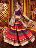 Artistic Multi-Color Muslin Thread Work Navratri Wear Lehenga Choli