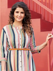 Stunning Multi-Color Digital Printed Rayon A-Line Midi Dress