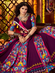 Stunning Purple Cotton Digital Printed Festival Wear Lehenga Choli