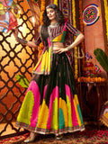 Delicate Black Gajji Silk Mirror Work Navratri Wear Lehenga Choli