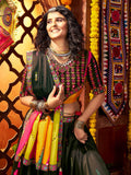 Delicate Black Gajji Silk Mirror Work Navratri Wear Lehenga Choli
