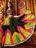 Delicate Black Gajji Silk Mirror Work Navratri Wear Lehenga Choli