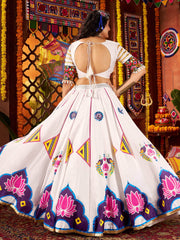 Glamorous White Gajji Silk Printed Lehenga Choli With Dupatta