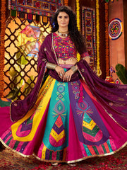Gorgeous Multi-Color Gajji Silk Mirror Lehenga Choli With Dupatta
