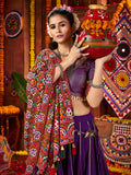 Mesmerizing Purple Silk Lace Work Traditional Lehenga Choli