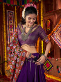Mesmerizing Purple Silk Lace Work Traditional Lehenga Choli