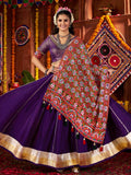 Mesmerizing Purple Silk Lace Work Traditional Lehenga Choli