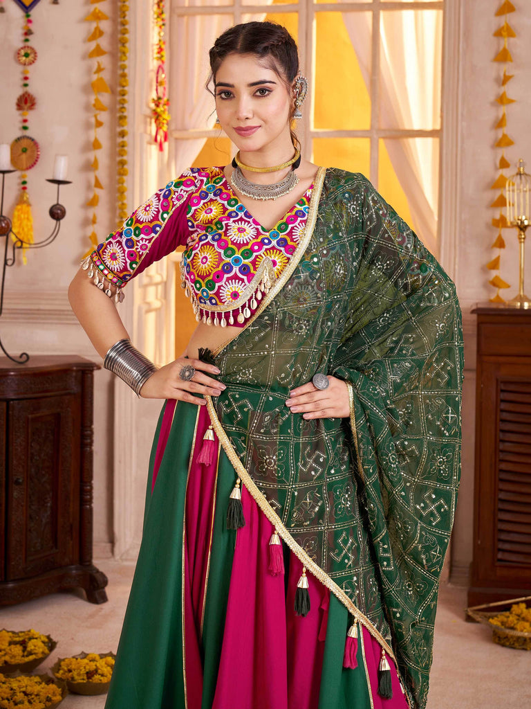 Glamorous Maroon Cotton Lace Work Lehenga Choli With Dupatta