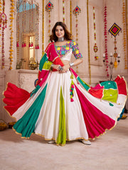 Alluring Multi-Color Cotton Embroidered Navratri Wear Lehenga Choli