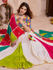Alluring Multi-Color Cotton Embroidered Navratri Wear Lehenga Choli