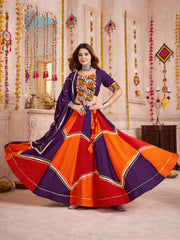 Attractive Multi-Color Cotton Mirror Work Navratri Wear Lehenga Choli