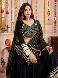 Spectacular Black Cotton Lace Work Festival Wear Lehenga Choli