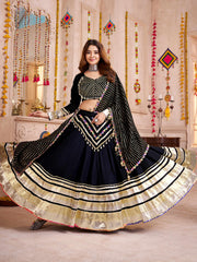Spectacular Black Cotton Lace Work Festival Wear Lehenga Choli