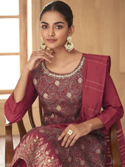 Fascinating Red Embroidered Silk Festival Wear Salwar Kameez