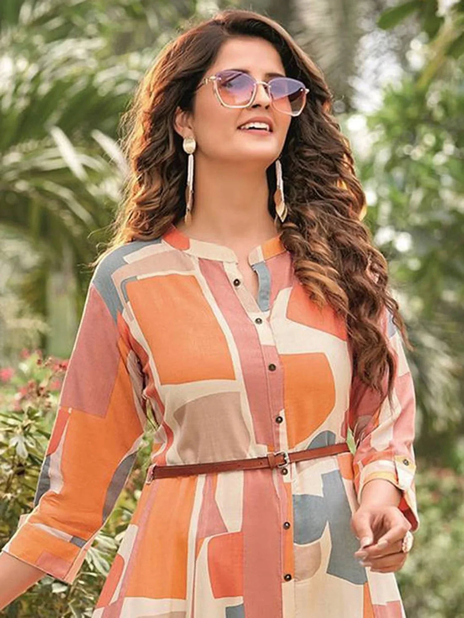 Fascinating Multi-Color Rayon Digital Printed Casual Wear Dress