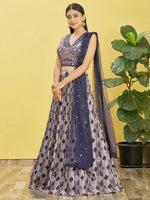 Charming Blue Embroidered Chinon Festival Wear Lehenga Choli