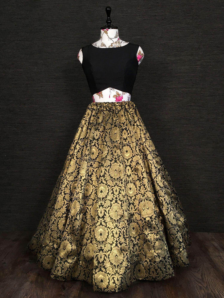 Artistic Golden Yellow Banarasi Silk Weaving Lehenga Choli