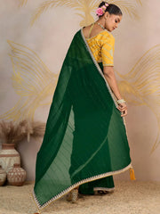 Glamorous Green Georgette Festive Wear Saree With Embroidered Blouse