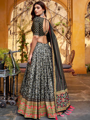 Graceful Black Digital Printed Silk Traditional Wear Lehenga Choli