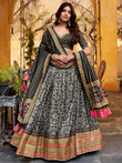 Graceful Black Digital Printed Silk Traditional Wear Lehenga Choli