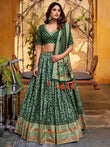 Glowing Green Digital Printed Silk Bridesmaid Lehenga Choli
