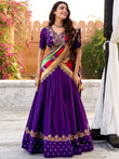 Impressive Purple Embroidered Silk Festival Wear Lehenga Choli