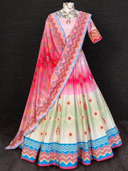 Awesome Multi-Color Digital Printed Silk Festive Lehenga Choli