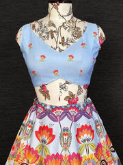Astonishing Multi-Color Floral Printed Silk Festive Lehenga Choli