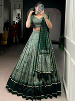 Fascinated Green Kalamkari Print Tussar Silk Event Wear Lehenga Choli