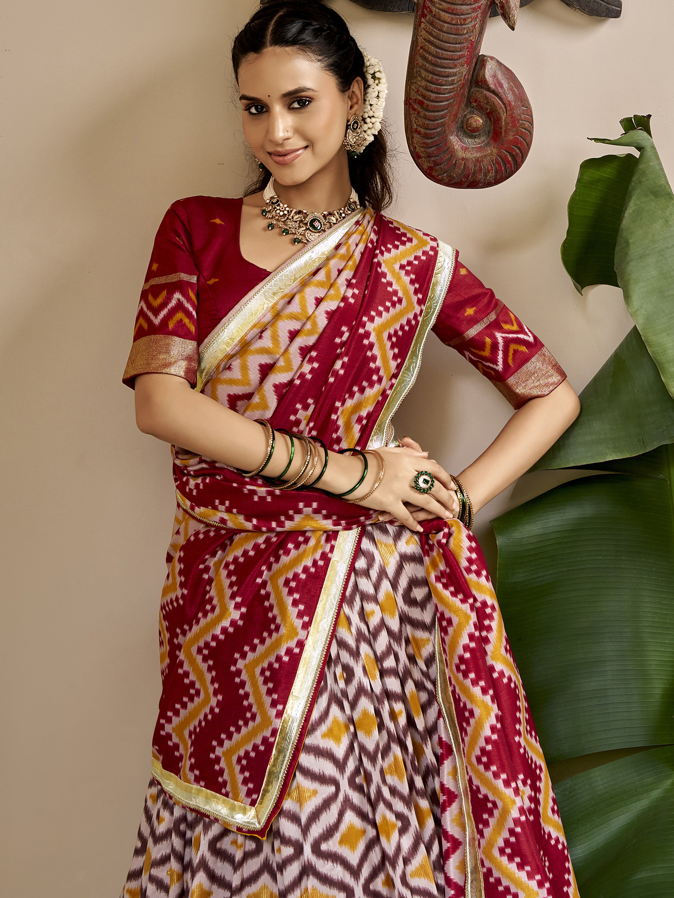 Awesome Maroon Foil Printed Silk Wedding Wear Lehenga Choli With Dupatta