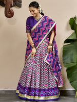 Incredible Purple Foil Printed Silk Festive Wear Lehenga With Blouse