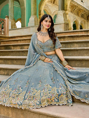 Lovely Grey Beads Work Crush Engagement Wear Lehenga Choli