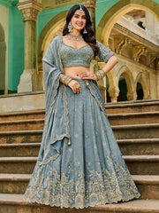 Lovely Grey Beads Work Crush Engagement Wear Lehenga Choli