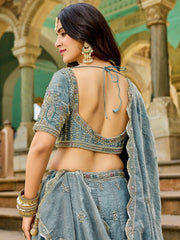 Lovely Grey Beads Work Crush Engagement Wear Lehenga Choli