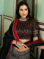 Attractive Grey Foil Printed Tussar Silk Traditional Lehenga Choli