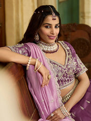 Awesome Wine Embroidered Crush Wedding Wear Lehenga Choli