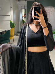 Sassy Black Silk Lace Border Party Wear Lehenga choli