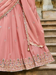 Glamorous Pink Embroidered Crush Bridesmaid Lehenga Choli