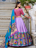Gorgeous Lavender Kalamkari Printed Traditional Lehenga Choli