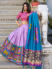 Gorgeous Lavender Kalamkari Printed Traditional Lehenga Choli