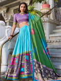 Amazing Sea Green Kalamkari Printed Tussar Silk Lehenga Choli