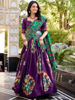 Sparkling Purple Floral Printed Silk Festival Wear Lehenga Choli