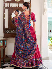 Brilliant Pink Tussar Silk Gota Patti Work Navratri Wear Lehenga Choli