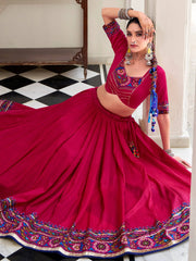 Brilliant Pink Tussar Silk Gota Patti Work Navratri Wear Lehenga Choli