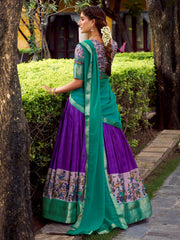 Wonderful Purple Zari Weaving Silk Festive Wear Half Saree Lehenga Choli