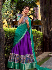 Wonderful Purple Zari Weaving Silk Festive Wear Half Saree Lehenga Choli